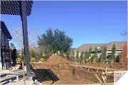 Outdoor pool construction site